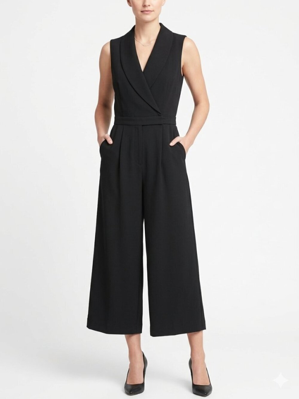 C/MEO Collective Sleeveless Cropped Black Jumpsuit Pantsuit